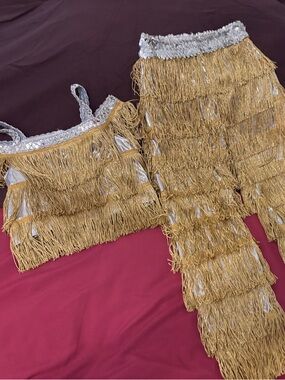 Chasing Fireflies Gold Fringe Set with Silver Sequin Accents
